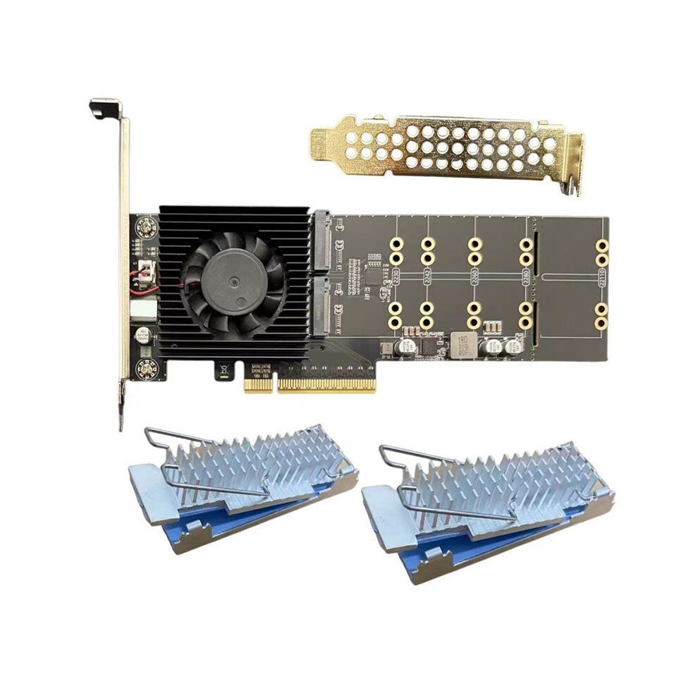 Pcie Plx88024 Quad 4 M.2 Nvme To Pcie 4.0 X8 Expansion Card Adapter With 2XM.2 Heatsink Nvme4.0x4 128Gt/S 6033461022216