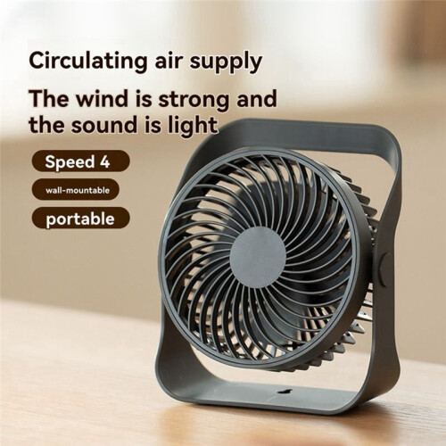 Ventilateur de Bureau Mural Portable Rechargeable à Quatre Vitesses, Blanc 1