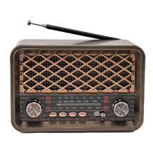 Retro--Radio, Tragbarer FM/AM/SW-Band-Empfänger mit LED-Licht, TF-Karte, USB-AUX-Unterstützung, Klassischer Kabelloser Lautsprecher