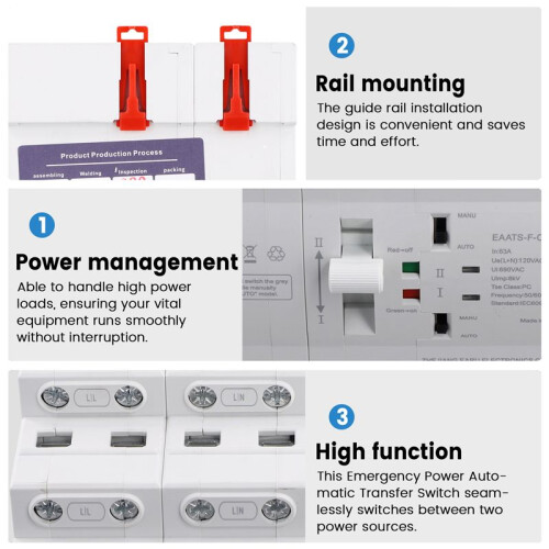 EARU ATS Dual Power Automatic Transfer  4P 63A Emergency Power Automatic Transfer  110V 4P Power Grid+Dynamo 1