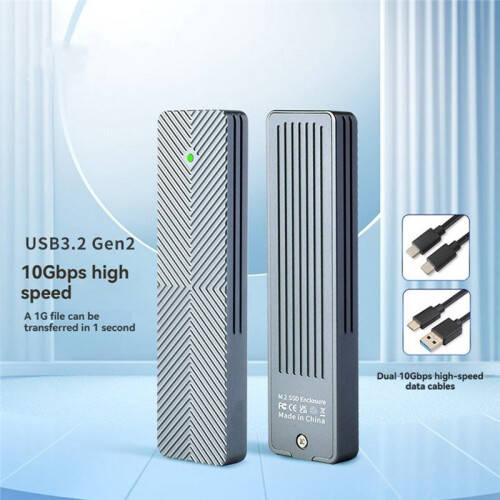 Box Esterno per Disco Rigido Mobile A Stato  M.2, Doppio Protocollo NVMe/NGFF, USB3.2, M.2 SSD 2