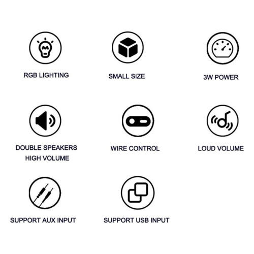 Computer Speakers,USB-Powered PC Gaming Speakers for Desktop Computer Laptop and Phone USB 3.5mm Aux Input Color Light B 2