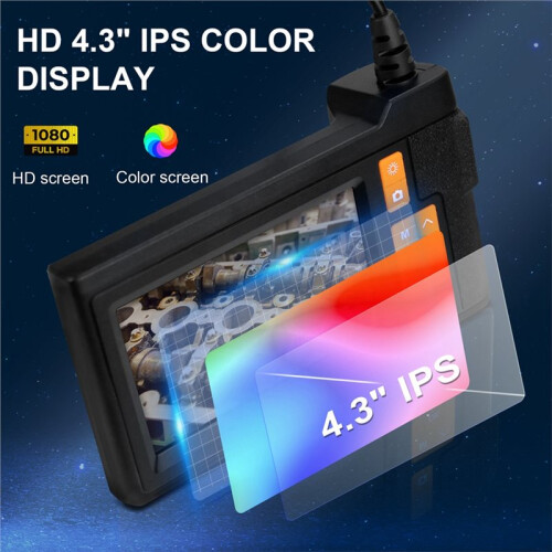 Industrial Endoscope Camera 8mm 4.3'' IPS Screen HD1080P Rigid Cable Pipe Sewer Inspection Borescope 2