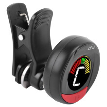 Black Digital Clip-On Guitar Tuner with Color Display, 6x4x4cm