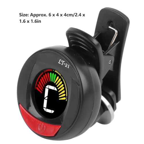 Schwarzer digitaler Clip-on-Gitarrentuner, Farbdisplay, ABS, 6x4x4cm 1