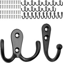 Crochets muraux doubles à fixation murale, design familial, couleur noir classique, bords lisses et coins arrondis, pour salle à manger et chambre,