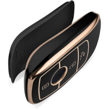 Mercedes Benz sleutelcover, gemaakt van hoogwaardig zacht TPU, biedt optimale bescherming voor uw sleutelloze smartkey (Golden Edge Black).