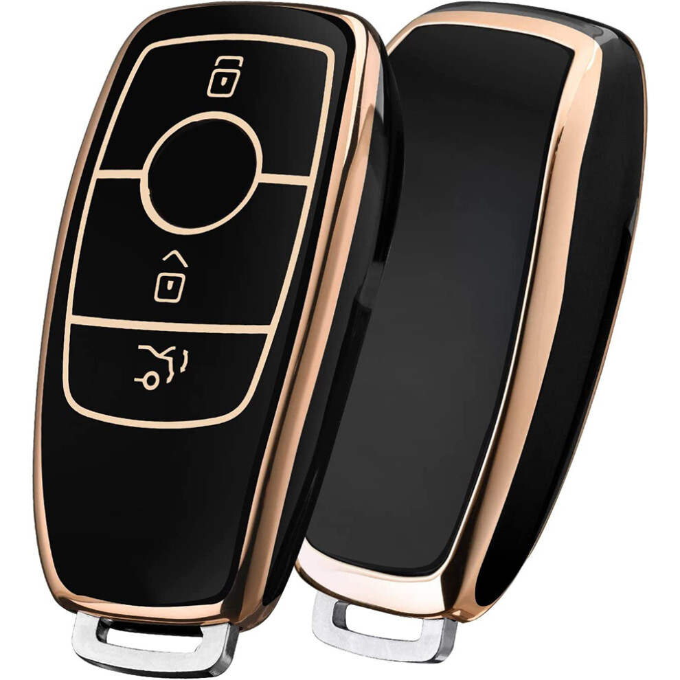 Advanced Soft Tpu Key Cover For Mercedes Key, Ensuring Smooth Signal Transmission And Durability ( Edge Black) Golden/Black 9128293757812