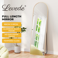 Levede 165x60cm Arched Floor Mirror Gold