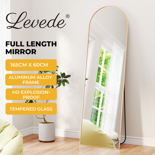 Levede 165x60cm Arched Floor Mirror Gold