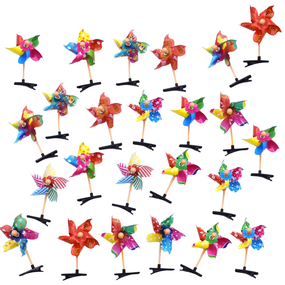 Pack Of 24 Colorful Pinwheel Hair Clip Windmills Hair Barrettes 7732000846823