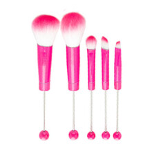 5pcs/set Makeup Brushes Metal Handle Beaded Makeup-Rose Red