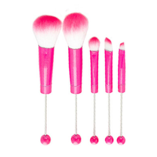 5pcs/set Makeup Brushes Metal Handle Beaded Makeup-Rose Red