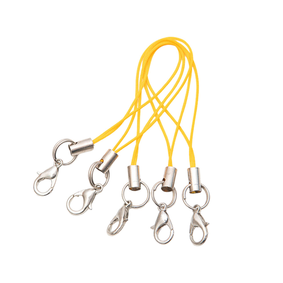 100Pack Diy Phone Lanyard Polyester Material Phone Charm- Yellow 7732000849466