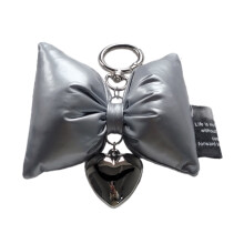 Stylish Phone Charm Bowknot Heart Keychain for Women Bow-Silver