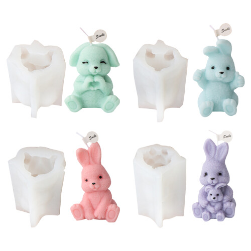 Easter Rabbit Silicone Mold for Handmade-Rabbit holding baby 1