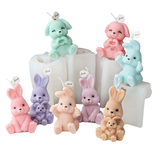 Silicone Mold for DIY Rabbit Aromatherapy-Two color hearts 2