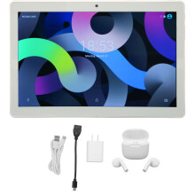 IPS-HD-Display, Android-Tablet, 10,1 Zoll, Quad-Core-Prozessor, Android 12, Dual-Lautsprecher, Augenschonmodus, Dualband-WLAN, robustes Metallgehäuse