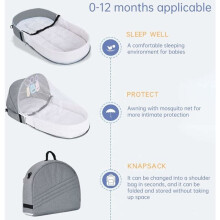 Baby Crib Tent with Netting, Portable Foldable Bed Net Double-Sided Zipper for Infant Sleep Safety, Breathable Mesh Design Foldable Storage for