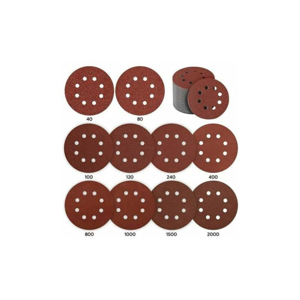 Hook And Loop Sanding Discs For Wood And Metal, Random Orbital Sander Sandpaper With High-Quality Construction And Durable Aluminum Oxide Abrasives, 9128293764360