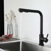 Kitchen Sink Faucet with Pull Down Sprayer, Solid Brass Construction High Arc Faucet Spout for Modern Kitchen Design, 360 Swivel Spout with Single