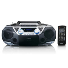 Tragbare Boombox mit DAB+/UKW-Radio, Bluetooth, CD, Kassettenrekorder und USB-Player Silber