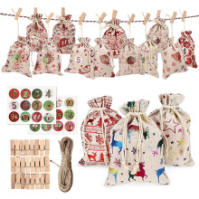 Sachets cadeaux de mariage en toile de jute naturelle, motifs brodés imprimés pour une personnalisation unique, usage multifonctionnel et