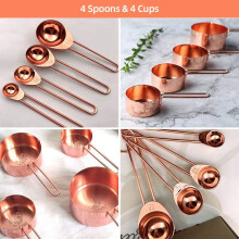 Rose Gold Measuring Cups And Spoons Set, Non-Stick Materials For Easy Cleaning, Food Grade Stainless Steel