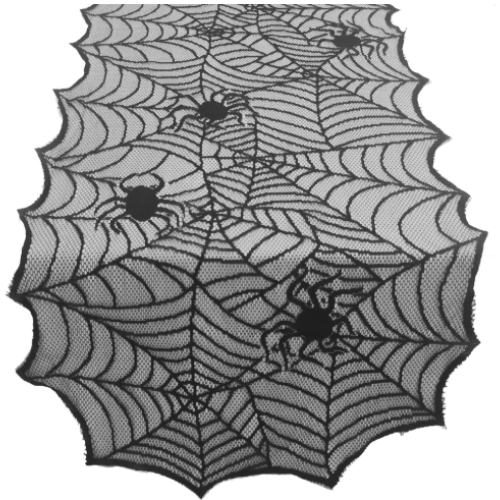 Τραπεζομάντιλο Halloween με μαύρο δαντελένιο ιστό αράχνης, αξιόπιστο και ανθεκτικό 1