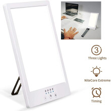 Ultra-Thin 10000 Lux Light Therapy Lamp, 360 Rotating Stand, Automatic Timer, Two-Color Temperatures For Mood Boost & Energy