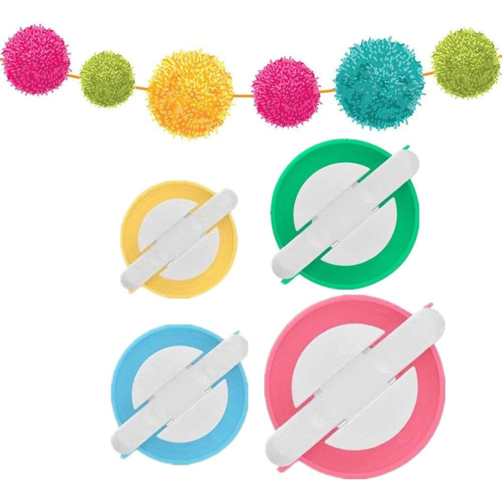 Yarn Pom Pom Makers, 4 Sizes Diy Knitting Tools, Easy Pompom Creation For Decorations & Accessories, Abs & Pom Resin Craft Kit 9405630800104
