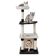 Árvore de gato moderna de múltiplos níveis 49 x 49 x 122,5 cm conforto acolchoado prático em