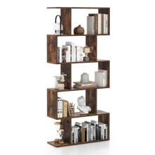 Biblioteca 5 níveis em forma de S 70 x 23,5 x 158 cm estrutura estável
