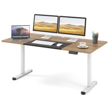 Scrivania standing elettrica regolabile alta 140 x 70 cm con foro per cavo design ergonomico