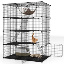 Cage pour animaux 109,5 x 74 x 142 cm avec hamac confortable 4 niveaux sécurisés