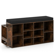 Banc organiseur de chaussures avec porte-parapluie 30 x 110 x 52,5 cm assise rembourrée design
