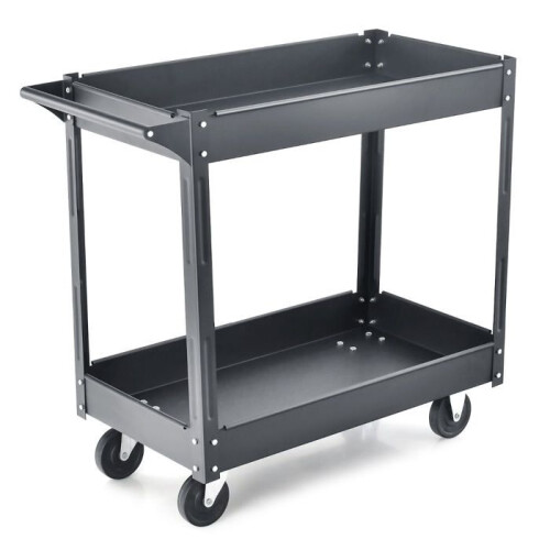 Carrinho de serviço - HELLOSHOP26 - 85 x 41 x 79 cm - Resistente à ferrugem - 4 rodas - 2 níveis