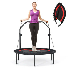 Trampolin biegsam 101 x 101 x 107,5-130,5 cm mit verstellbarem Handlauf und 2 Bändern