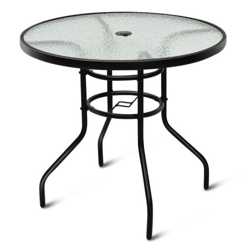 Runder Gartentisch 80 x 80 x 72 cm mit Schirmloch Design