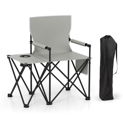 Lot de 2 chaises de camping pliables avec table d'appoint 83 x 55 x 91