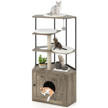 Árvore para gato em ângulo 78 x 50 x 138 cm com cercado para caixa de areia