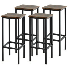 Conjunto de 4 banquetas de bar 30 x 30 x 72 cm com apoio para os pés confortáveis design