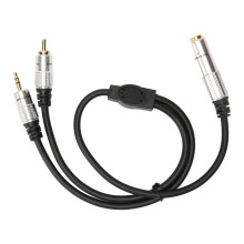 Stereo-Splitterkabel mit vergoldetem Stecker, HiFi-Audiosignalqualität, Audiokabel für Audiogeräte, Adapter, doppelt geschirmt, flexibel, aus Gummi