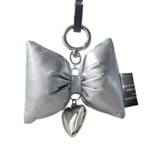 Schmetterlings-Knoten-Herz-Handy-Lanyard, Schleife,-Silber