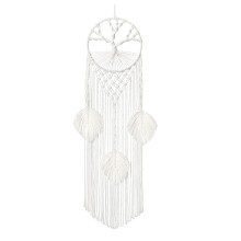 Dream Catcher Handmade Woven Macrame Wall Hanging, Macrame Tree Of Life Dream Catchers with Feathers and Lace Leaves, Boho Handmade Woven Macrame Drea