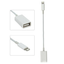 Cábla Síneadh OTG Apple do Ghléasanna Lightning, Muirearú agus Sioncrónú, Cuibheoir 8 biorán fireann go USB baineann le haghaidh Aistriú