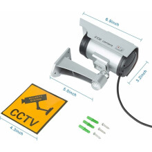 Solar-Powered Dummy Security Camera, Realistic Appearance For Indoor Outdoor Usage, Includes Warning Sticker Decal And Easy Install, Weatherproof