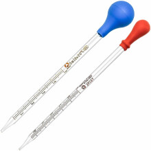 Glass Graduated Pipettes Set, Borosilicate Glass Dropper with Rubber Bulb for Precise Liquid Measurement, Graduated Scale Line Clear Scale Lines for