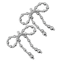 Elegant Beaded Bowknot Fringes Shoe Embellishments for-Silver