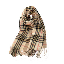 Geruite sjaal met kwastjes, comfortabele en warme winteromslagdoek van imitatiekasjmier, kleurechte zachte stof, voelt heerlijk zacht aan als